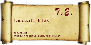 Tarczali Elek névjegykártya